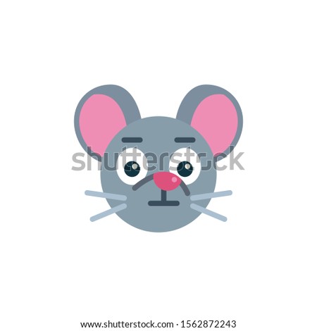 Surprised mouse face emoji flat icon, vector sign, Impressed rat emoticon colorful pictogram isolated on white. Symbol, logo illustration. Flat style design