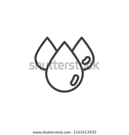 Water drops line icon. Raindrops linear style sign for mobile concept and web design. Three water drops outline vector icon. Symbol, logo illustration. Vector graphics