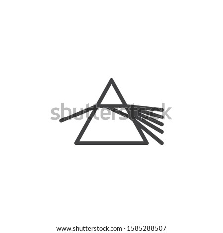 Prism dispersing light line icon. linear style sign for mobile concept and web design. Prism refraction rays outline vector icon. Physics symbol, logo illustration. Vector graphics