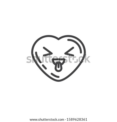 Squinting heart face with tongue line icon. linear style sign for mobile concept and web design. Teasing heart shape emoticon outline vector icon. Love symbol, logo illustration. Vector graphics