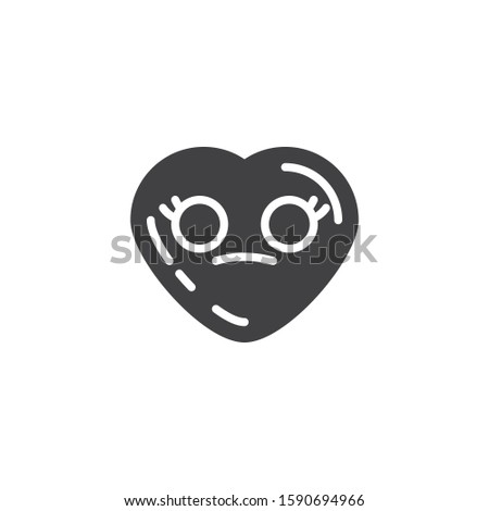 Flushed heart face emoji vector icon. filled flat sign for mobile concept and web design. Neutral heart shape emoticon glyph icon. Love symbol, logo illustration. Vector graphics