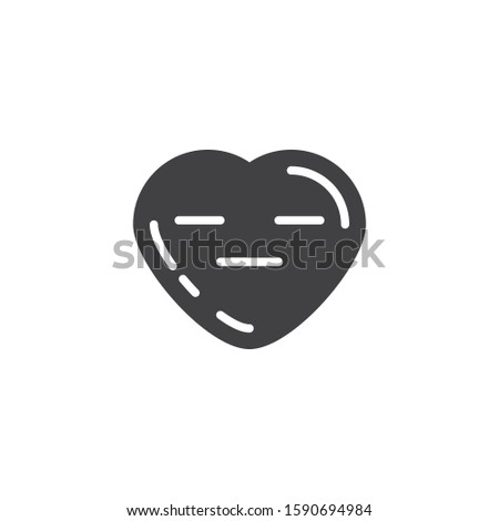 Expressionless heart face emoji vector icon. filled flat sign for mobile concept and web design. Neutral heart shape emoticon glyph icon. Love symbol, logo illustration. Vector graphics