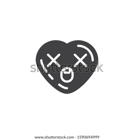 Dizzy heart face emoji vector icon. filled flat sign for mobile concept and web design. Dead heart shape emoticon glyph icon. Love symbol, logo illustration. Vector graphics