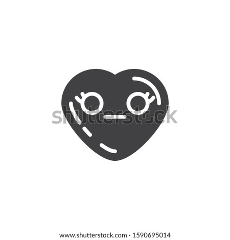 Neutral heart face emoji vector icon. filled flat sign for mobile concept and web design. Сalm heart shape emoticon glyph icon. Love symbol, logo illustration. Vector graphics