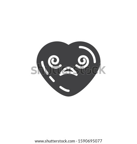 Dizzy heart Face emoji vector icon. filled flat sign for mobile concept and web design. Shocked heart shape emoticon  glyph icon. Love symbol, logo illustration. Vector graphics