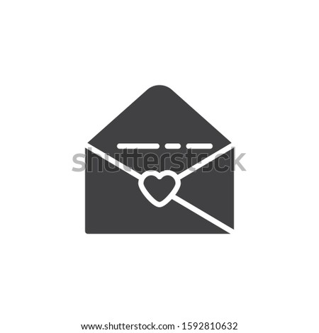 Open love letter vector icon. Envelope with heart filled flat sign for mobile concept and web design. Receive love message glyph icon. Valentine day symbol, logo illustration. Vector graphics