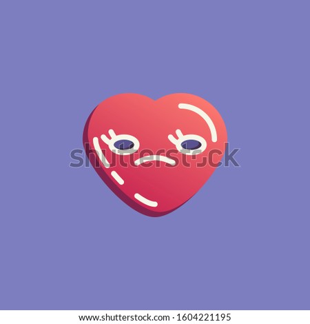 Negative heart shape emoticon flat icon, vector sign, Unamused heart face emoji colorful pictogram. Symbol, logo illustration. Flat style design