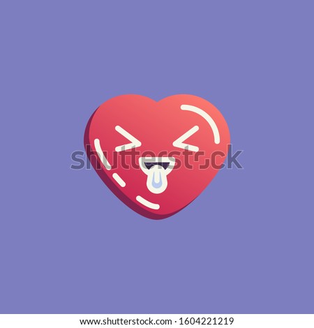 Teasing heart shape emoticon flat icon, vector sign, Squinting heart face with tongue colorful pictogram. Symbol, logo illustration. Flat style design