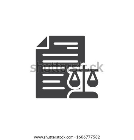 Court file vector icon. filled flat sign for mobile concept and web design. Document with law scale glyph icon. Symbol, logo illustration. Vector graphics