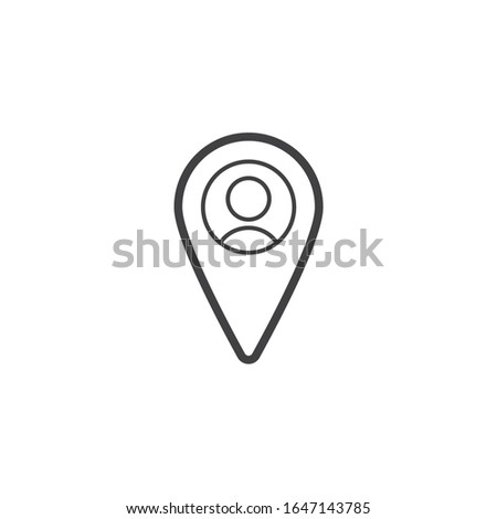 User location pin line icon. linear style sign for mobile concept and web design. Person Map marker outline vector icon. Symbol, logo illustration. Vector graphics