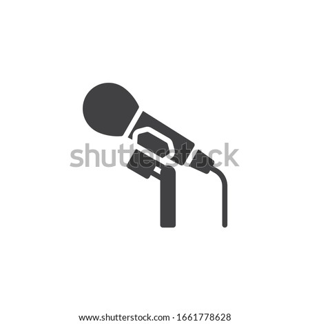 Stage microphone vector icon. Karaoke mic filled flat sign for mobile concept and web design. Microphone on stage glyph icon. Symbol, logo illustration. Vector graphics