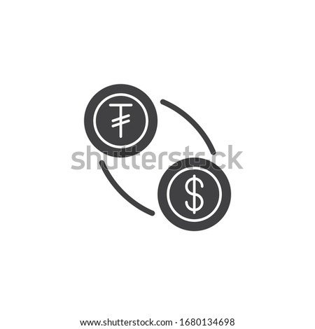 Tugrik and dollar exchange vector icon. filled flat sign for mobile concept and web design. US dollar with Mongolian tugrik currency glyph icon. Symbol, logo illustration. Vector graphics