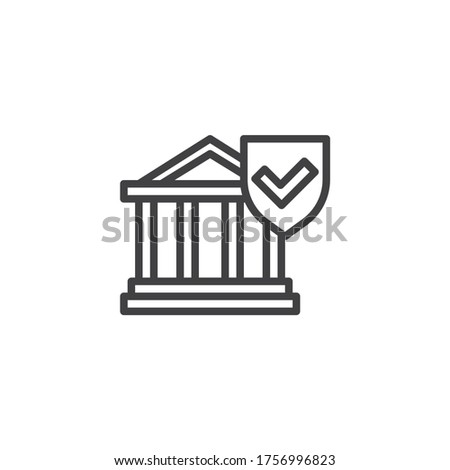 Finance insurance line icon. linear style sign for mobile concept and web design. Bank protection shield outline vector icon. Symbol, logo illustration. Vector graphics