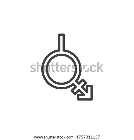 Bigender line icon. linear style sign for mobile concept and web design. Androgyne and neutrois outline vector icon. Symbol, logo illustration. Vector graphics