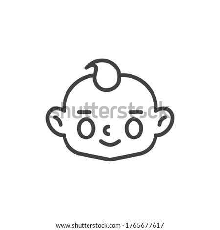 Happy baby boy face line icon. linear style sign for mobile concept and web design. Smiling child face outline vector icon. Symbol, logo illustration. Vector graphics
