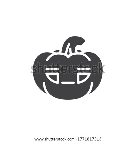 Pumpkin neutral face emoticon vector icon. filled flat sign for mobile concept and web design. Halloween pumpkin emoji glyph icon. Symbol, logo illustration. Vector graphics