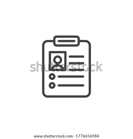 Patient profile document line icon. linear style sign for mobile concept and web design. Medical diagnosis card outline vector icon. Symbol, logo illustration. Vector graphics