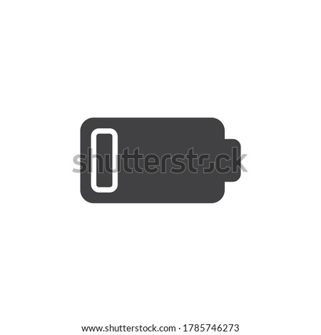 Low battery power vector icon. filled flat sign for mobile concept and web design. Battery charging indicator glyph icon. Symbol, logo illustration. Vector graphics