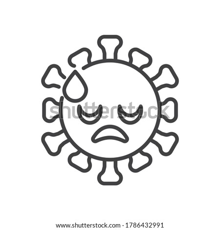 Downcast Face with Sweat line icon. linear style sign for mobile concept and web design. Coronavirus cold sweat emoticon outline vector icon. Symbol, logo illustration. Vector graphics
