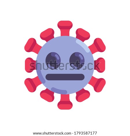 Neutral coronavirus emoticon flat icon, vector sign, Virus Neutral Face colorful pictogram isolated on white. Symbol, logo illustration. Flat style design