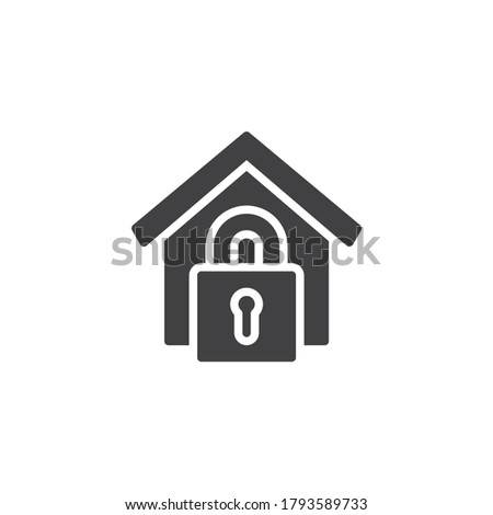 Home lock vector icon. filled flat sign for mobile concept and web design. Home security lock glyph icon. Symbol, logo illustration. Vector graphics
