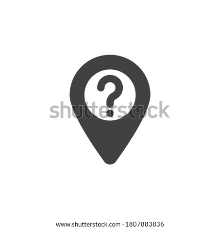 Question status navigation pin vector icon. filled flat sign for mobile concept and web design. Map pointer with question mark glyph icon. Symbol, logo illustration. Vector graphics