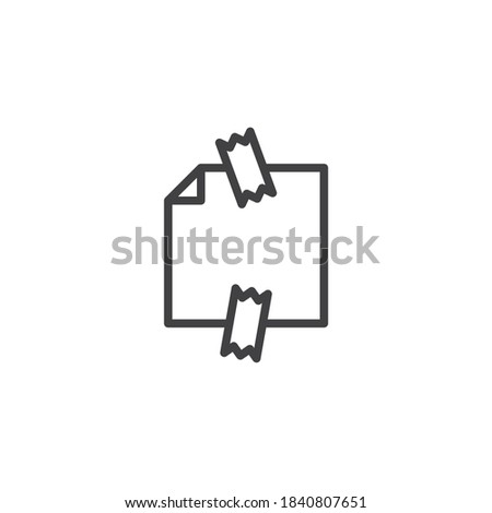 Sticky note paper line icon. linear style sign for mobile concept and web design. Note paper with adhesive tape outline vector icon. Symbol, logo illustration. Vector graphics