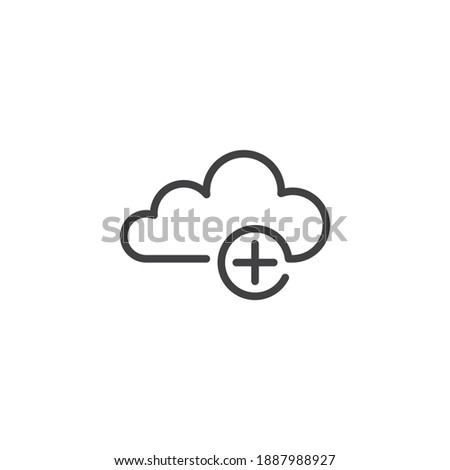 Add to cloud line icon. linear style sign for mobile concept and web design. Cloud computing plus outline vector icon. Symbol, logo illustration. Vector graphics