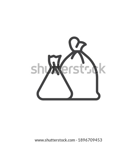 Two trash bags line icon. Waste linear style sign for mobile concept and web design. Garbage bags outline vector icon. Symbol, logo illustration. Vector graphics