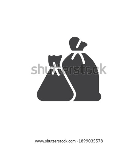 Two trash bags vector icon. Waste filled flat sign for mobile concept and web design. Garbage bags glyph icon. Symbol, logo illustration. Vector graphics