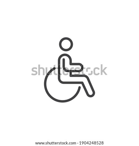 Handicapped person line icon. Disabled man linear style sign for mobile concept and web design. Accessibility wheelchair outline vector icon. Symbol, logo illustration. Vector graphics