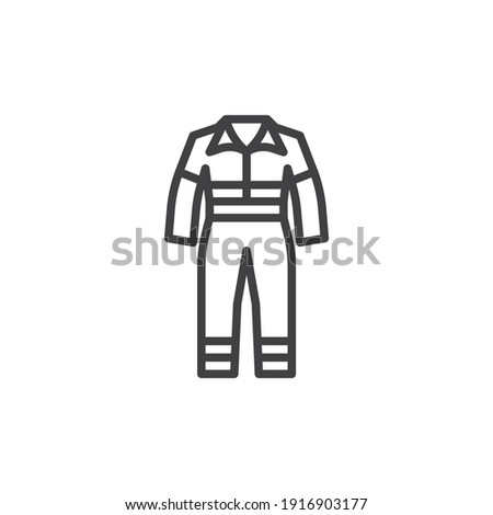 Work overalls line icon. linear style sign for mobile concept and web design. Safety coverall outline vector icon. Symbol, logo illustration. Vector graphics