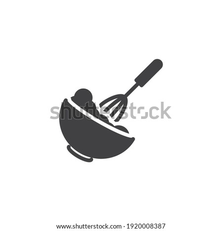 Dough mixing vector icon. Baking instruction filled flat sign for mobile concept and web design. Mixing bowl with beater glyph icon. Symbol, logo illustration. Vector graphics