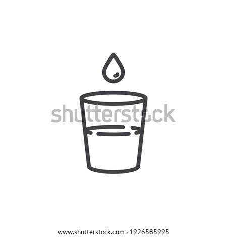 Glass of water and water drop line icon. linear style sign for mobile concept and web design. Drinking glass and droplet outline vector icon. Symbol, logo illustration. Vector graphics
