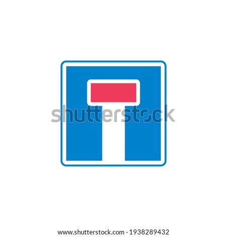 No through road sign flat icon, Dead end road vector sign, colorful pictogram isolated on white. Symbol, logo illustration. Flat style design