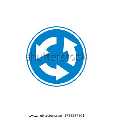 Roundabout traffic sign flat icon, roundabout road vector sign, colorful pictogram isolated on white. Symbol, logo illustration. Flat style design
