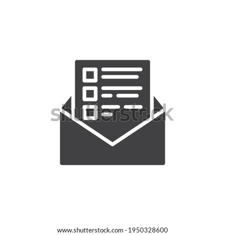 Questionnaire email vector icon. filled flat sign for mobile concept and web design. Checklist envelope message glyph icon. Symbol, logo illustration. Vector graphics