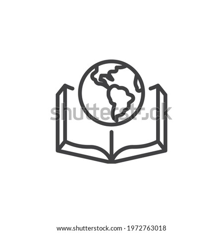Book and globe line icon. linear style sign for mobile concept and web design. Earth planet book outline vector icon. Symbol, logo illustration. Vector graphics