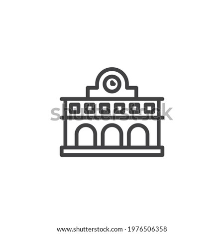 Railway station line icon. linear style sign for mobile concept and web design. Train station building outline vector icon. Symbol, logo illustration. Vector graphics