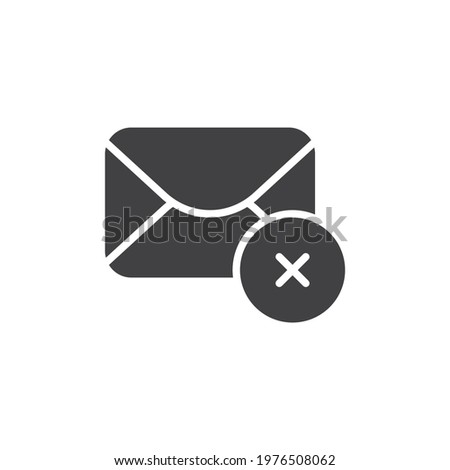 Reject email vector icon. filled flat sign for mobile concept and web design. Cancel mail message glyph icon. Symbol, logo illustration. Vector graphics