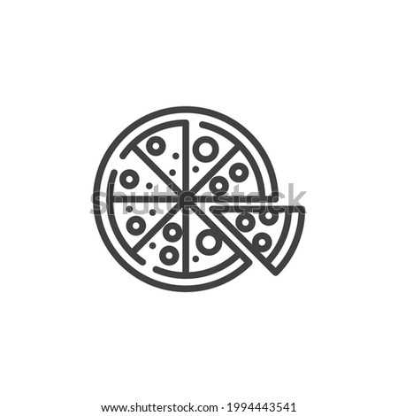Pizza line icon. linear style sign for mobile concept and web design. Italian pizza outline vector icon. Symbol, logo illustration. Vector graphics