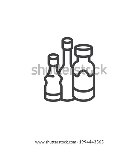 Bottles of sauce line icon. linear style sign for mobile concept and web design. Snack sauces outline vector icon. Symbol, logo illustration. Vector graphics