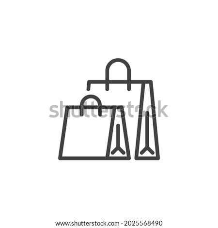 Two shopping bags line icon. linear style sign for mobile concept and web design. Small and large bag outline vector icon. Symbol, logo illustration. Vector graphics