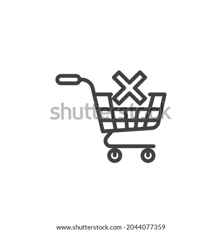 Clear shopping cart line icon. linear style sign for mobile concept and web design. Shopping cart with x mark outline vector icon. Symbol, logo illustration. Vector graphics
