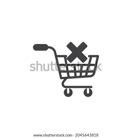 Clear shopping cart vector icon. filled flat sign for mobile concept and web design. Shopping cart with x mark glyph icon. Symbol, logo illustration. Vector graphics