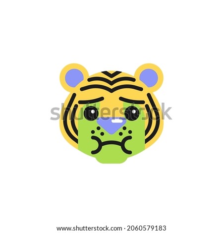 Tiger Nauseated Face flat icon, vector sign, tiger face emoji colorful pictogram isolated on white. Symbol, logo illustration. Flat style design