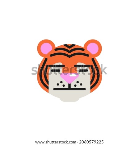 Tiger Expressionless Face flat icon, vector sign, tiger face emoticon colorful pictogram isolated on white. Symbol, logo illustration. Flat style design