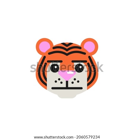 Tiger Neutral Face flat icon, vector sign, serious tiger face emoticon colorful pictogram isolated on white. Symbol, logo illustration. Flat style design
