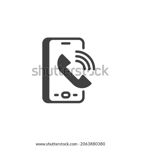 Smartphone call vector icon. filled flat sign for mobile concept and web design. Mobile phone vibrating glyph icon. Symbol, logo illustration. Vector graphics