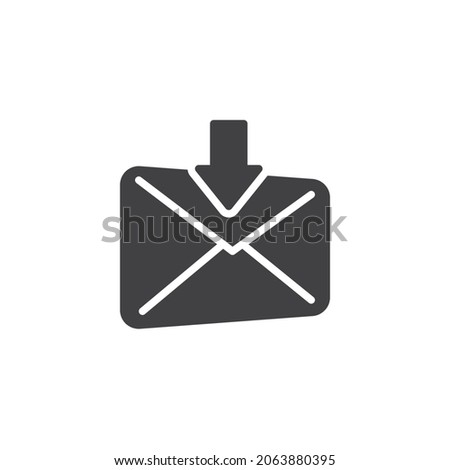 Inbox mail vector icon. Envelope with arrow filled flat sign for mobile concept and web design. Incoming email, message glyph icon. Symbol, logo illustration. Vector graphics